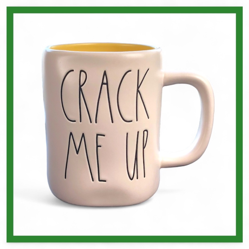 Rae Dunn Crack Me Up Mug with Yellow Inside